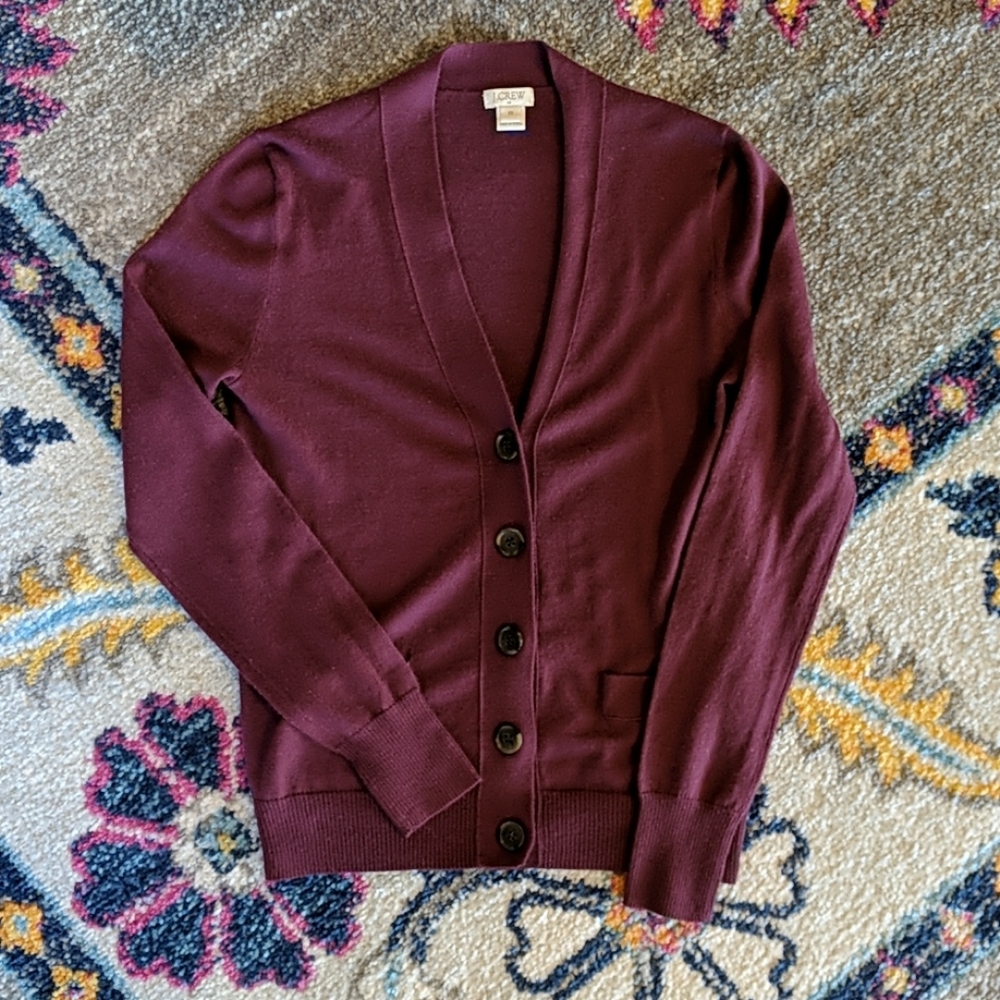 J Crew maroon cardigan with buttons